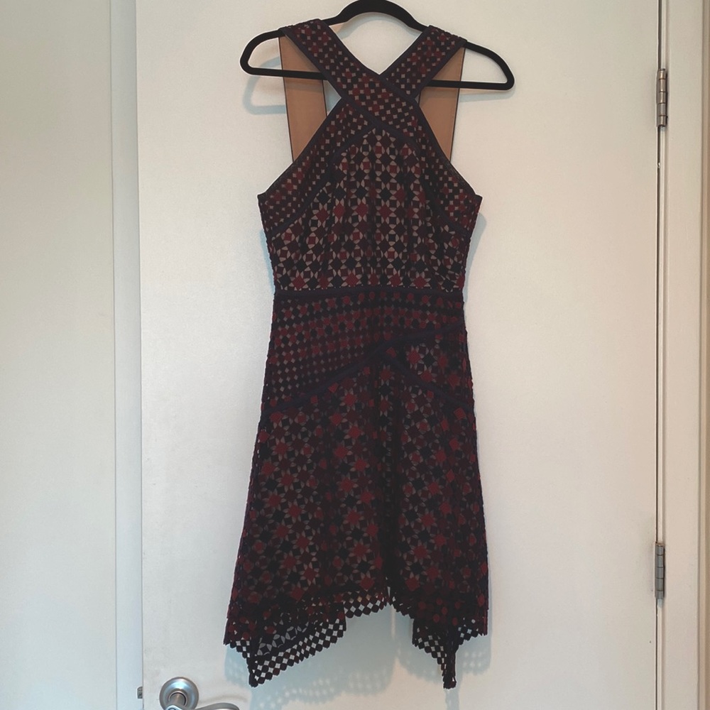 BCBG Maxazria short lace halter dress